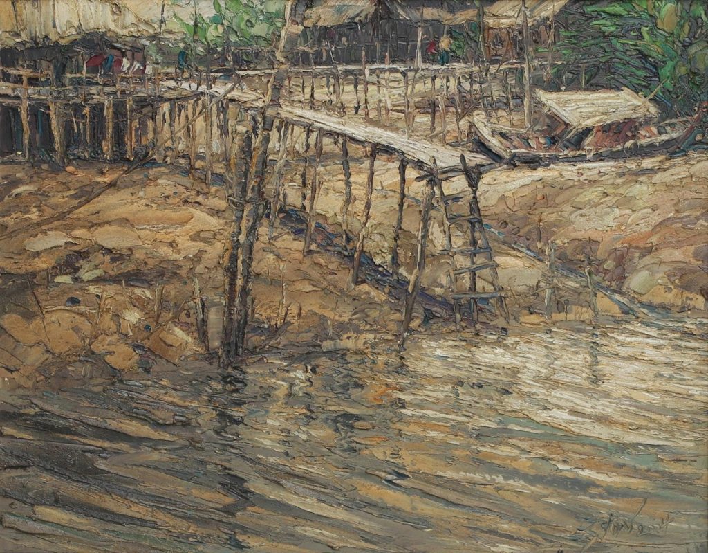Jetty — oil on linen depicting Penang clan jetty by Eston Tan
