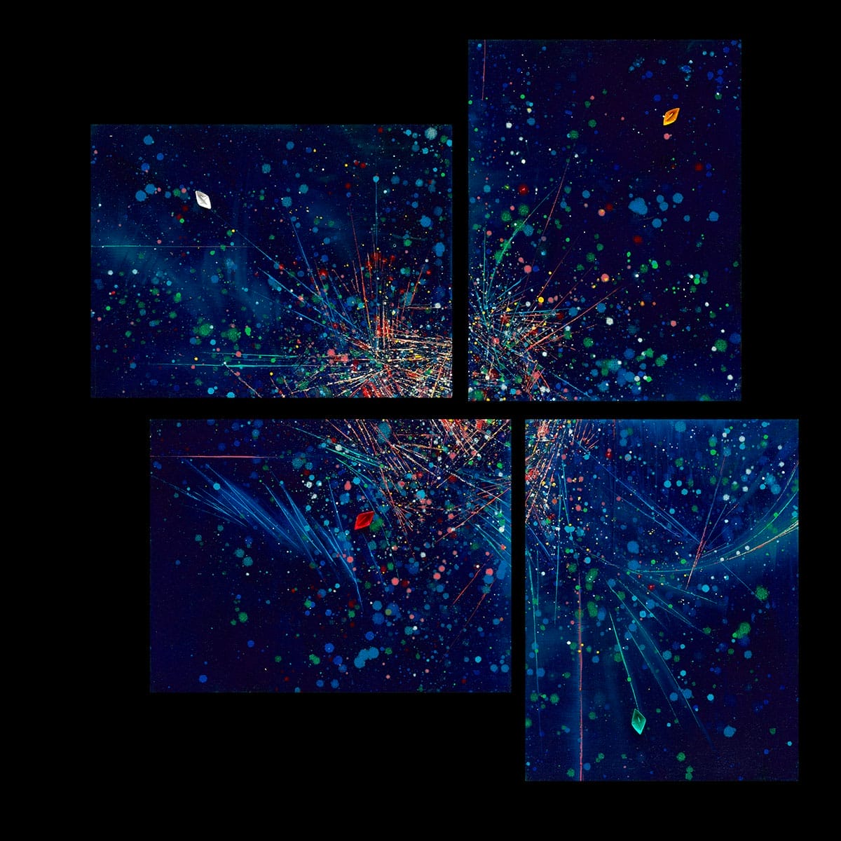 The Galactic Metropolis — quadriptych oil on linen by Eston Tan