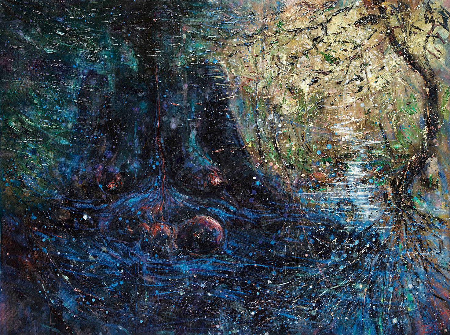 The Meditation — oil on jute by Eston Tan