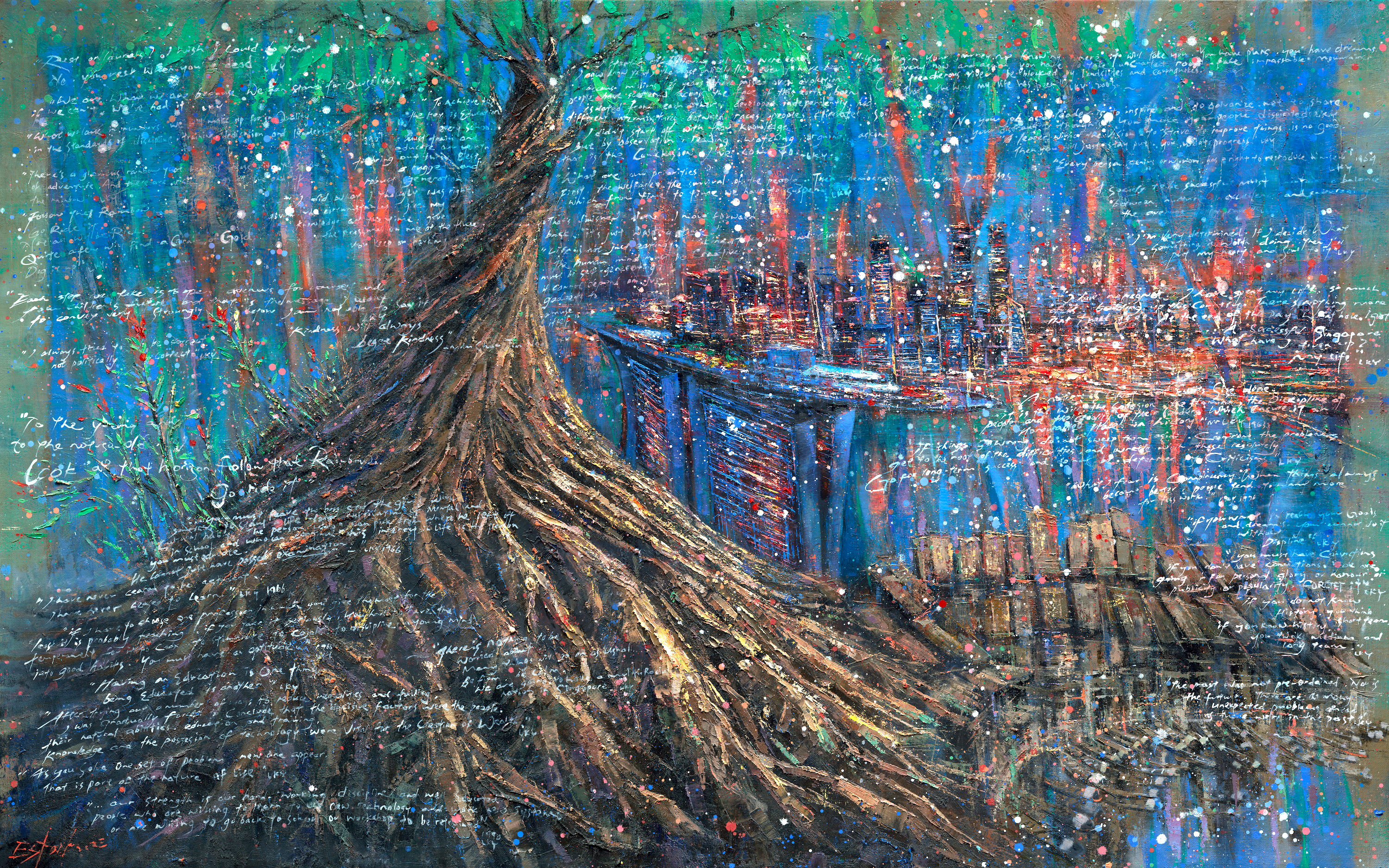 The Quotes — large oil on jute by Eston Tan