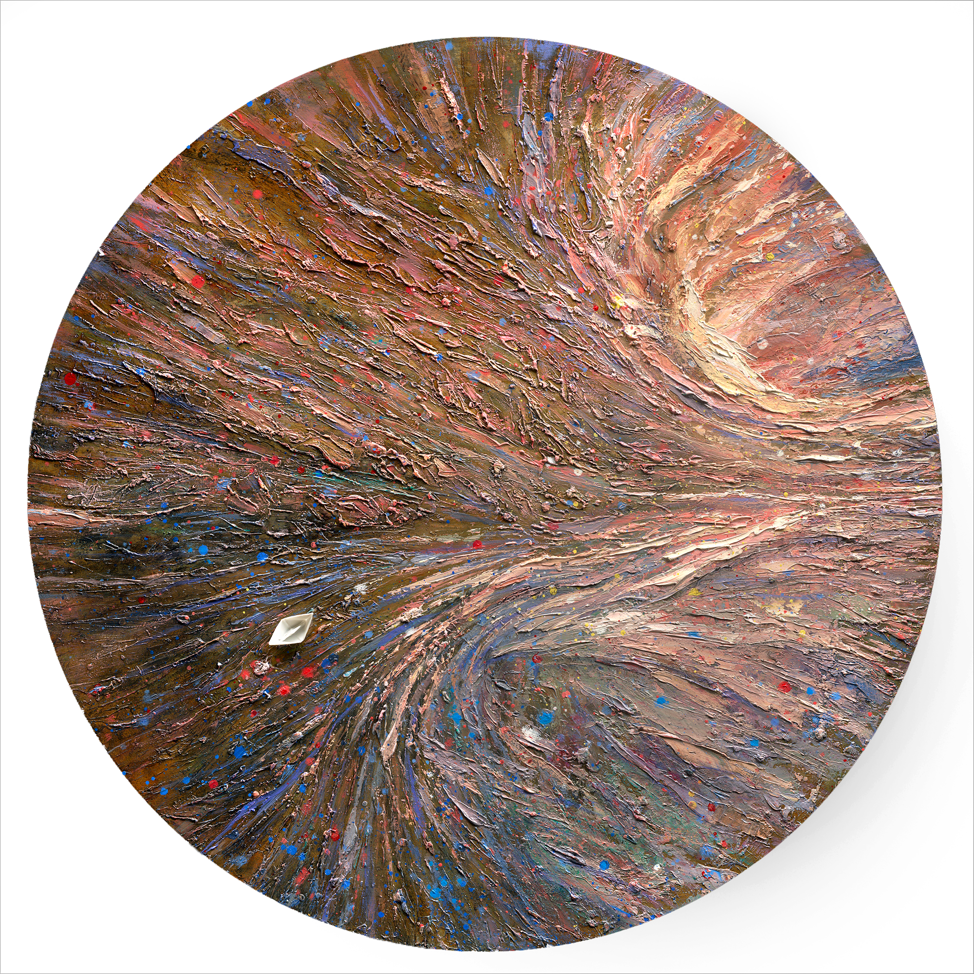 The Traces of Light — circular oil on jute by Eston Tan