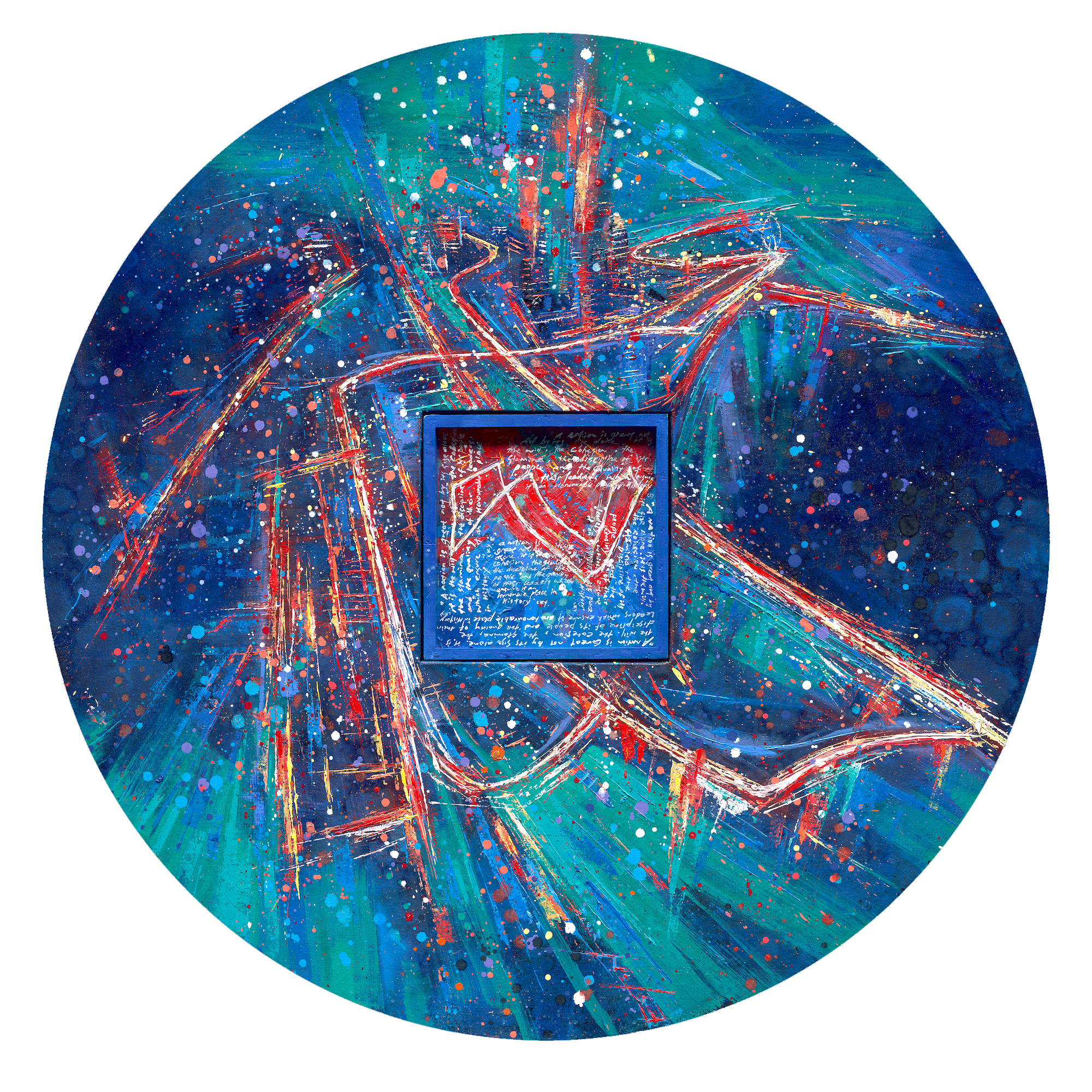 Why Not? — circular oil on jute by Eston Tan